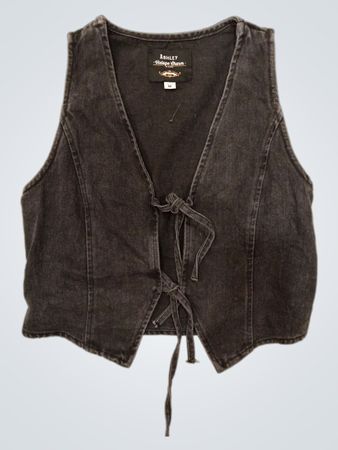 Ashley Vintage Charm Schwarze Denim Krawatten-Front Weste