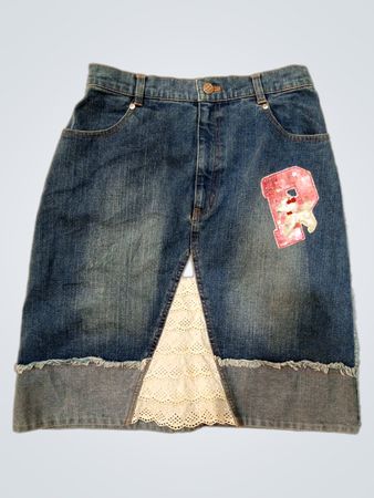 pom ponette Jeans-Denim-Rock mit Spitzenbesatz