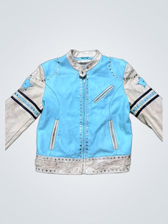 Blue and Beige Studded Jacket