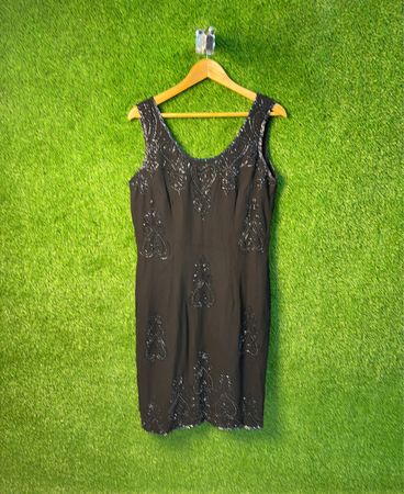 JKara New York Black Beaded Sleeveless Dress