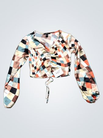 Forever 21 Geometric Print Ruched Cropped Top