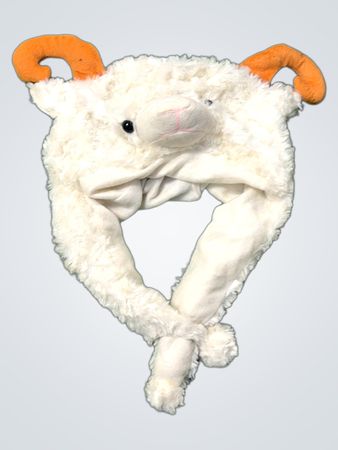 YESSTER Weiße Schafe Mütze mit orangen Hörnern