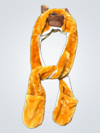 Orange Plüsch-Tier-Haube Schal mit Pfoten
