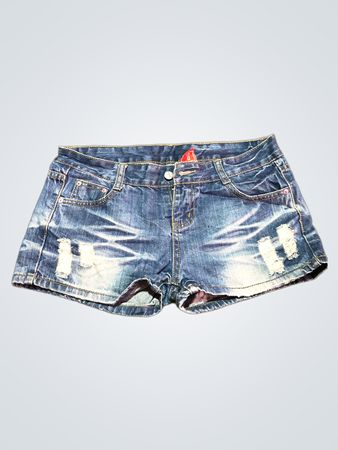 MATLL DENIM Damen blaue Jeans-Shorts mit Used-Look Größe L