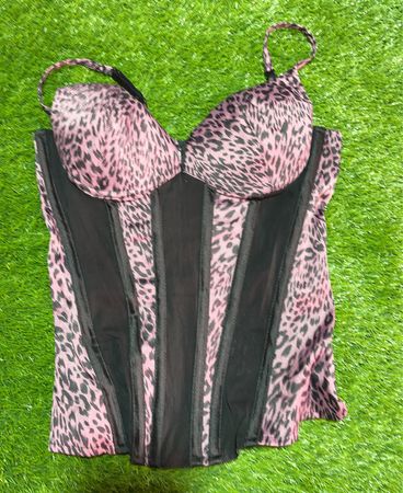 Charlotte Russe Pink Leopard Print Korsett-Top