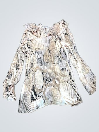 Dressbarn Schlangenmuster-Bluse mit Rüschen