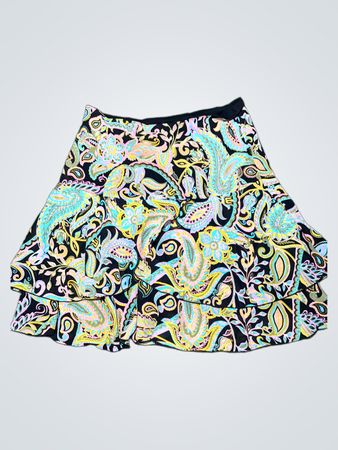 Tribal Paisley Print Tiered Skirt