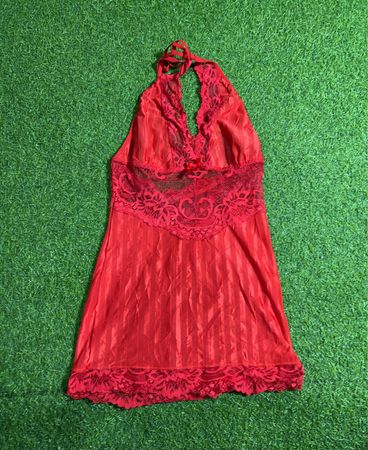 Red Lace Halter Nightgown