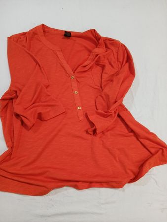 Rafaella Orange V-Neck Long Sleeve Blouse