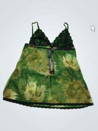 Unbranded Lace Trim Sheer Floral Slip Dress