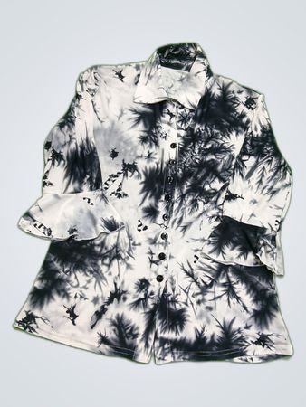 Printed Tie-Dye Button-Down Blouse