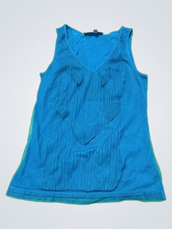 Jennifer Lopez Blue Pleated Sleeveless Top