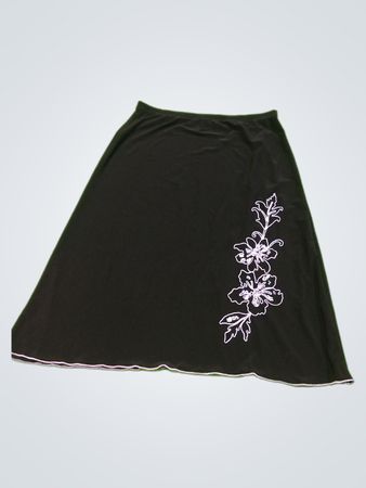 Susan Lawrence Black Skirt with White Floral Embroidery