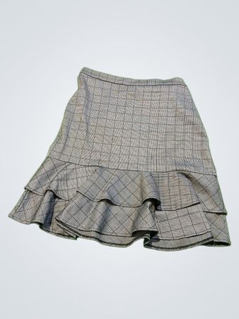 Banana Republic Gray Plaid Ruffle Skirt