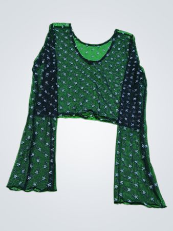 Sheer Green Blouse with Star Pattern