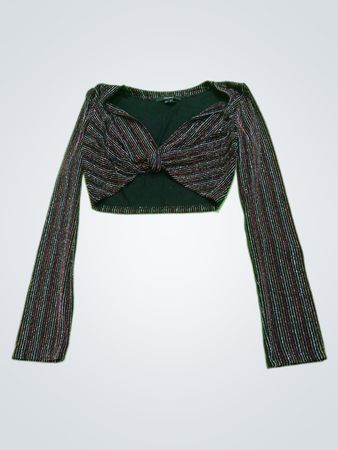 Forever 21 Cropped Long-Sleeve Striped Top