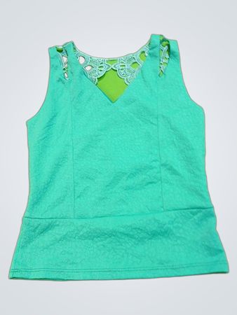 Green Lace Trim Tank Top