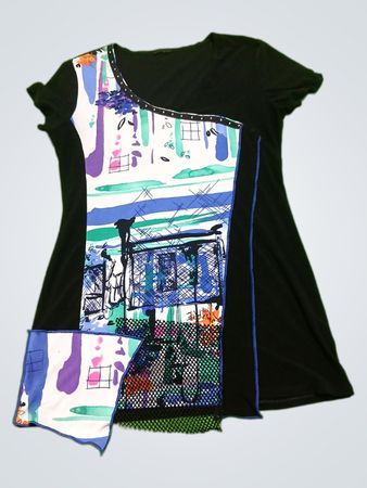 Black Dress with Artistic Panel