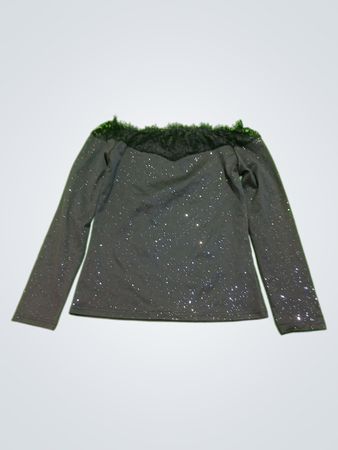 Black Sparkly Off-The-Shoulder Top