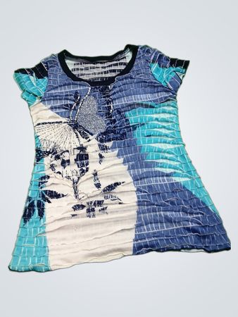 Blue and White Short Sleeve Shirt