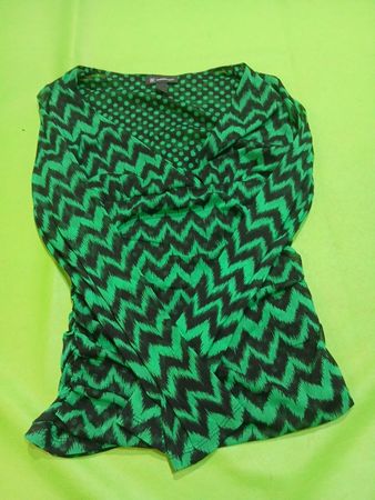 Green and Black Chevron Pattern Top