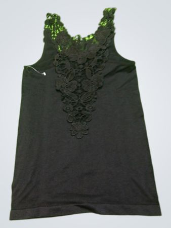 Pretty Black Lace Trim Tank Top