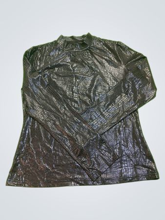 Black Shiny Long Sleeve Top