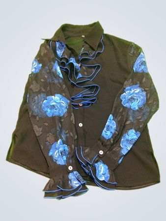 Unbranded Black Floral Ruffle Blouse