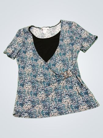 Tradition Blue and White Peplum Top