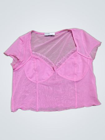 Bershka Pink Mesh Bustier Top