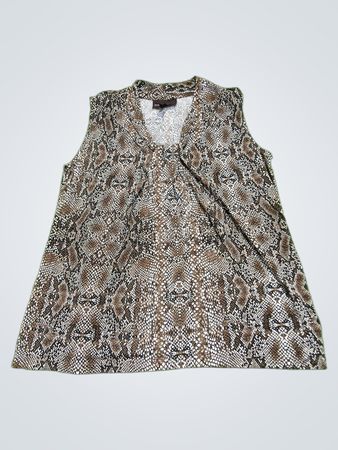 Dana Buchman Snake Print Sleeveless V-Neck Top