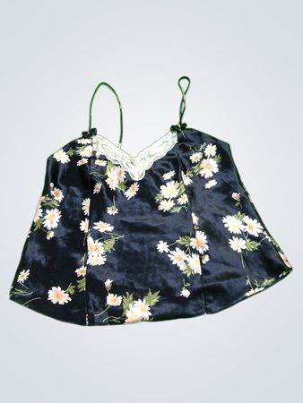 Cerif Black Floral Satin Camisole Top