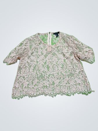 Forever 21 Blush Lace Short Sleeve Blouse