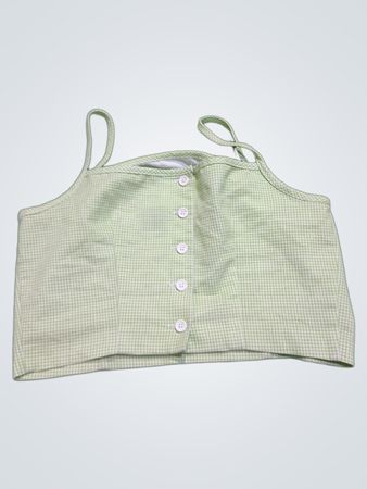 Green Gingham Crop Top