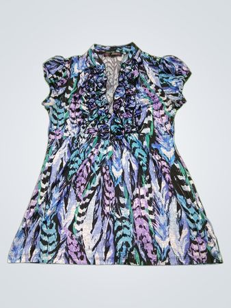 H&M Ruffled Feather Print Blouse