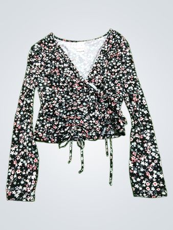 No! Boi Floral Wrap Blouse