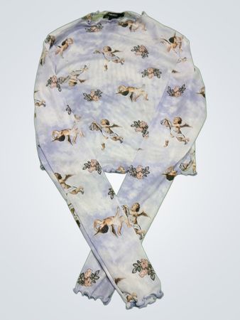 Forever 21 Cherub Print Long Sleeve Mesh Top
