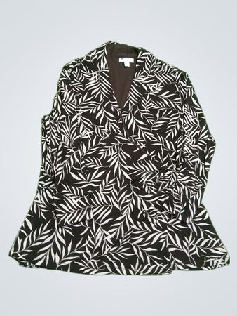 Charter Club Black and White Leaf Pattern Shirt