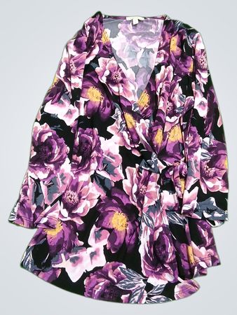 Laura Purple Floral Wrap Blouse