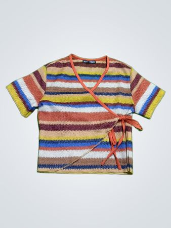 Dazy Striped Knit Wrap Top