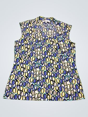 Kasper Sleeveless Multicolored Circle Print Blouse