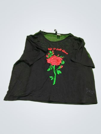 H&M Black Embroidered Rose Sleeveless Top