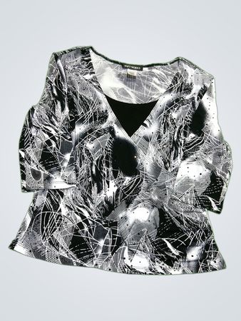 Soft Works Black and White Abstract Pattern Top