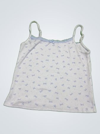 Rose + Vine White Camisole with Blue Bows