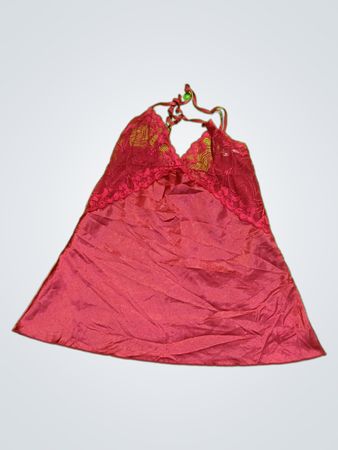 AVIDLOVE Red Lace Trim Slip Dress