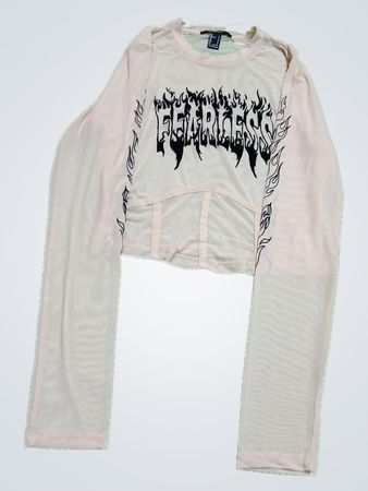 Forever 21 Fearless Graphic Cropped Mesh Top