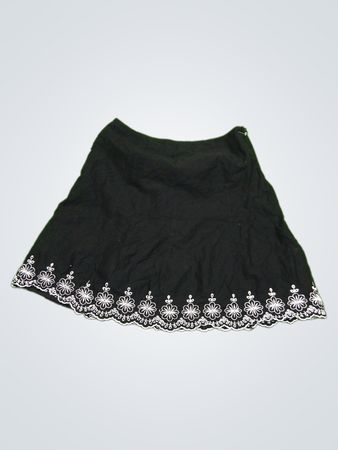 Black Skirt with White Floral Embroidery