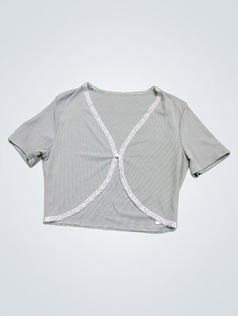 Romwe Gray Cropped Top with Lace Details