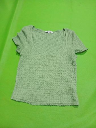 Madewell Green Textured Square Neck Top