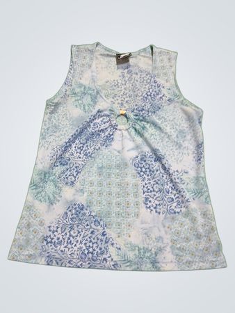 Blue Floral Pattern Sleeveless Top